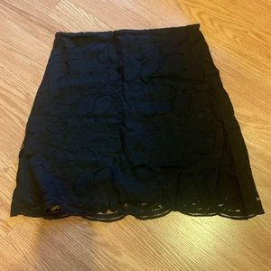 Black lace mini skirt